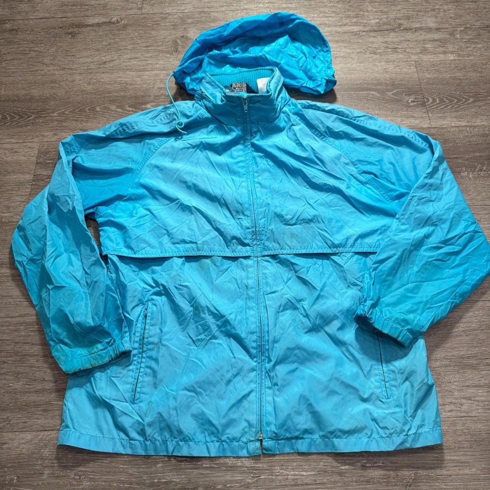Woolrich Jacket Womens Large Blue Nylon Windbreaker Hooded Vintage Gorpcore 90s